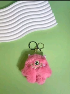 Happy, Pink, Fluffy Monster, Keyring - Bild 1 von 5
