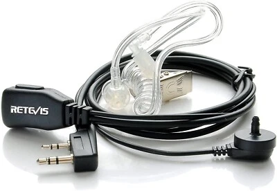 Retevis 2 Pin PTT Mic Covert Acoustic Tube Earpiece Headset for Kenwood PUXING B - Image 1 of 4