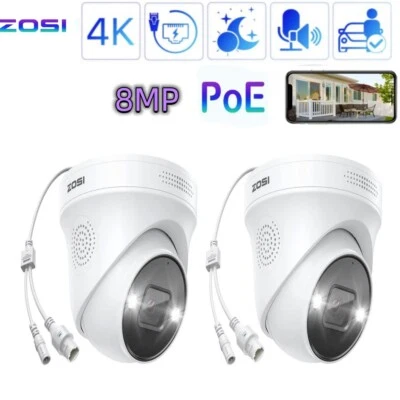 Cámara IP PoE de seguridad ZOSI 2PK 8MP inteligente IA humana audio bidireccional visión nocturna 4K Foto 1 de 4
