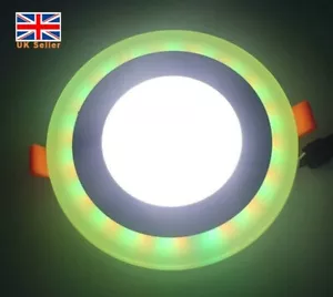 Panel de luz LED empotrada redonda de doble color 6W RGB 220-240V corte tamaño 75 mm - Imagen 1 de 6