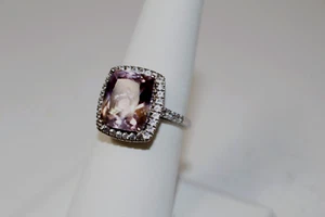 Anillo Anahi Ametrino y Circón Blanco Natural Halo Talla 7 Plat/925 SS 6.15cts - Imagen 1 de 7
