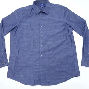 APT. 9 Dress Shirt Men XL (17-17.5) Blue Slim Fit Classic Formal Oxford Business - Picture 1 of 7