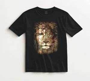 Jesus Löwe Shirt christlich symbolisch Kunst religiöse Grafik T-Shirt Geschenk für Gläubige - Bild 1 von 4