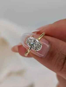 3CT Oval Cut IGI Certified Lab Grown Diamond Wedding Ring 14k Yellow Gold - Picture 1 of 9