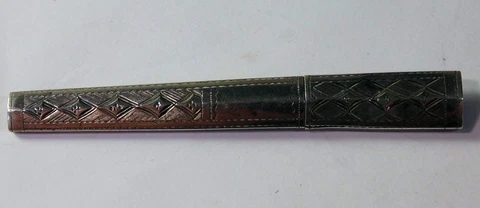 Georgian silver decorative needle or bodkin case & needles, maker JW Cover