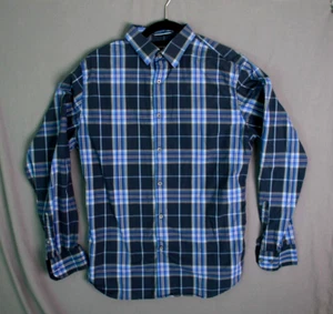 BANANA REPUBLIC Shirt Herren MEDIUM kariert blau & hellblau geknöpft - Bild 1 von 3