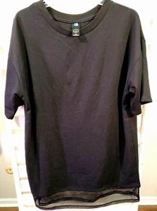 Mens 2 Liv Brand Medium T Shirt Black with Black Mesh Hem Short Sleeve Shirt - Picture 1 of 6