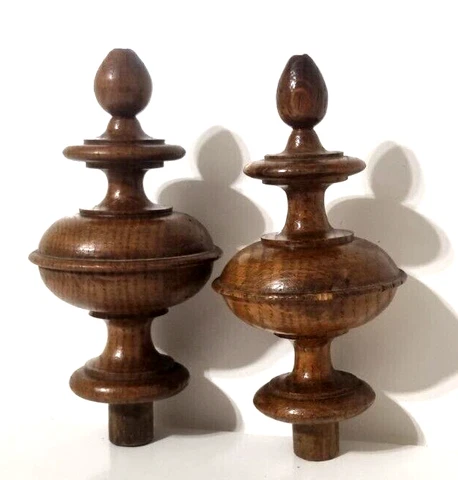 2 Victorian carving post finial newel - Antique french architectural salvage 5" Cover