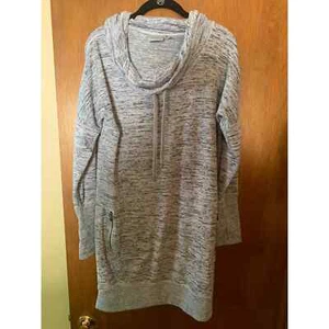 ATHLETA HEATHER GRAY COWL NECK TUNIC WITH ZIPPERED POCKETS; MED - Picture 1 of 2
