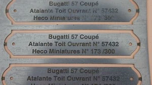OL Heco Miniatures 1 plaque métal gravé numéroté Bugatti 57 Coupé Atalante 57432 - Picture 1 of 1
