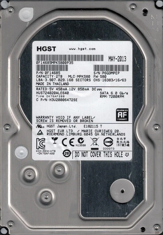 HUS724020ALE640 P/N: 0F14685 MLC: MPK580 2TB HGST - Bild 1 von 1