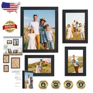 Contemporary 4-Piece Black Frame Set with Easy-Hang Template for Your Memories - Picture 1 of 7