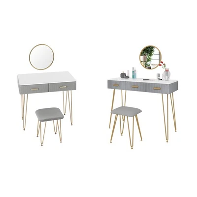 Schminktisch mit Schubladen Spiegel Hocker Kosmetiktisch Kommode Schlafzimmer - Bild 1 von 4