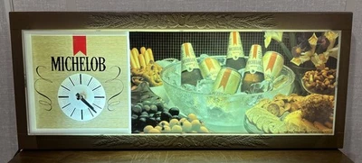 Reloj de Cerveza Iluminado MICHELOB Vintage Publicidad Bar Letrero Luz Cueva - Funciona Foto 1 de 4