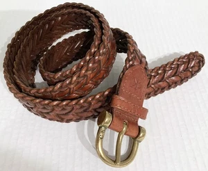 Calvin Klein Braided Leather Belt Men's Brown Woven 36 Classic OG Hip Dad Casual - Picture 1 of 24
