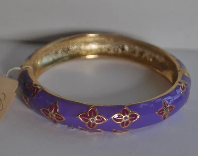 PULSERA KIRKS FOLLY ESMALTADA PÚRPURA FLORES ROJAS EN TONO DORADO Foto 1 de 3