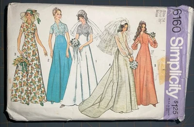 Simplicity 6160 Empire Boho Cottagecore Wedding Gown Bridesmaid Bust 36 W28 CUT - Image 1 of 4