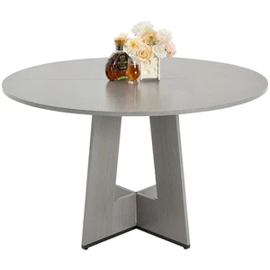 47 in Round Dining Table Wood Kitchen Table for 4-6 Person Grey (Only Table) - Picture 1 of 12