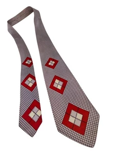 Vintage 1940s RAYON Swing Tie– Abstract Novelty Art Deco Necktie for Men 50X3.8" - Picture 1 of 7