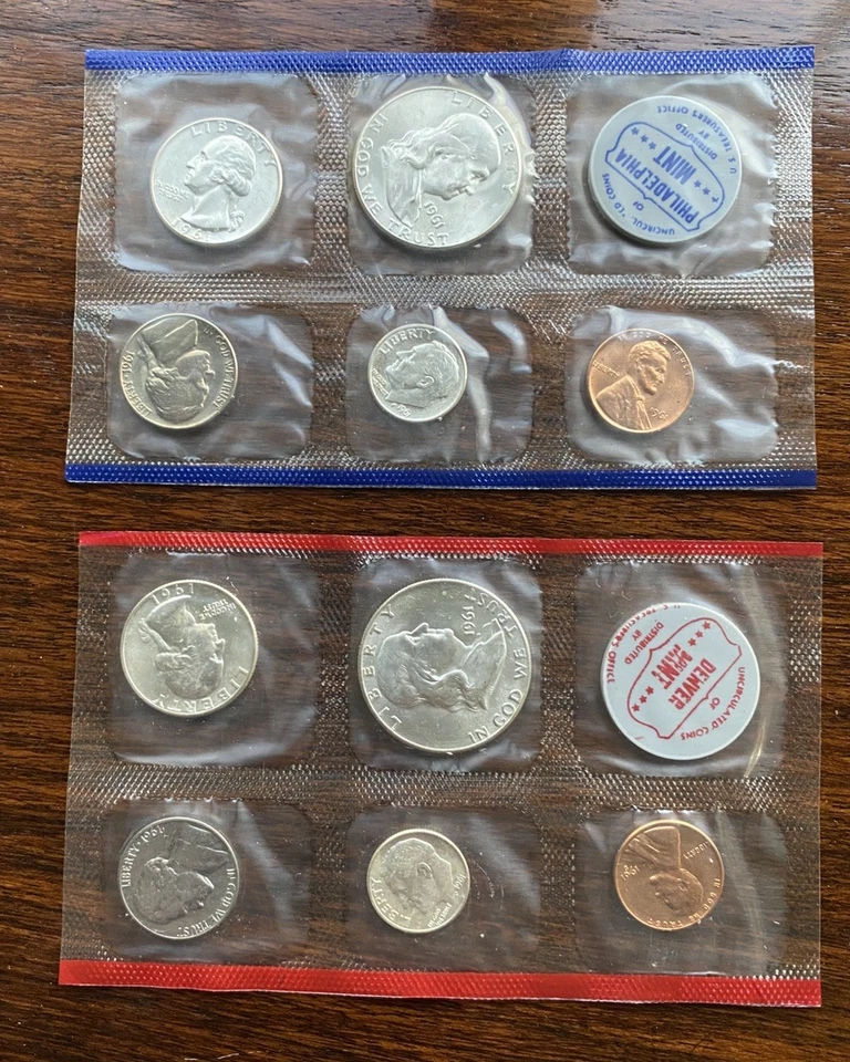 1961 Philadelphia/Denver Mint silver proof sets. Half, Quarter & Dime 90% Silver - Image 1 of 4