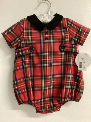 Infant Boy or Girl 6M Edgehill Collection Tartan Plaid Bubble Romper NWT Holiday - Image 1 of 4