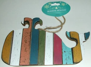 Adorno de Navidad Costero ~ BALLENA ~ 7 1/4" X 7 1/4" ~ Cuerda de Yute para Colgar - Imagen 1 de 1