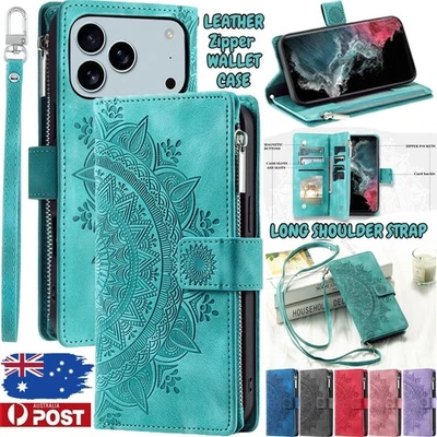For iPhone 17 17 pro 17 max air 16 pro max Case Leather Zipper Wallet Flip Cover - Image 1 of 4