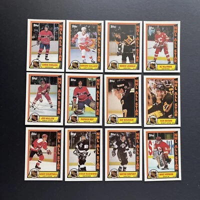 Juego de 12 pegatinas 1989-90 Topps NHL All-Star Gretzky Lemieux Roy casi nuevo-como nuevo o mejor Foto 1 de 4
