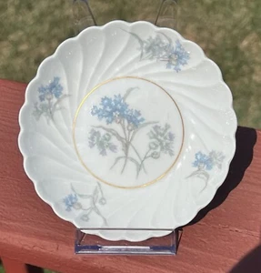 Haviland Limoges Verge Gold Blue Flower 5” Olive Fruit Desert Sauce/Trinket Dish - Picture 1 of 5