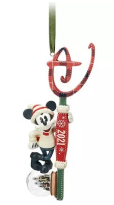 Disney Store Mickey Mouse Holiday Lodge Dated Key Christmas Hanging Ornament NEW - Image 1 of 2