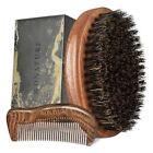  Boar Bristle Beard Brush Set with Wooden Sandalwood Comb & Travel Pouch – 