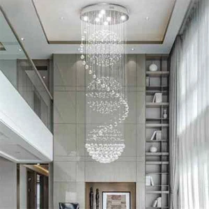Spiral Crystal Chandelier Globe Ball Pendant Lamp Villa Staircase Hotel Lighting - Picture 1 of 20