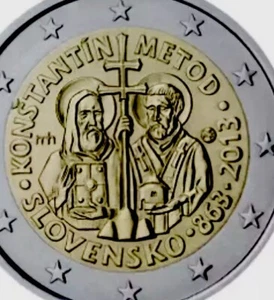 Slovakia πΈπ° Coin 2β¬ Euro 2013 Commemorative Konstantin Metod New UNC From Roll - Picture 1 of 3