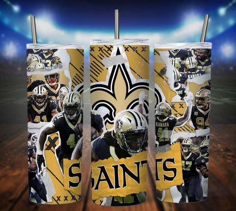 20oz New Orleans Saints NFL tumbler with box, lid and straw Cover