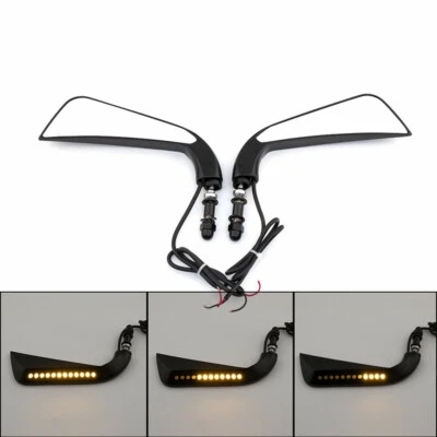 Espejo retrovisor lateral hoz motocicleta con luz LED de señal de giro de agua que fluye Foto 1 de 4