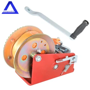 Schwerlast Handwinde 3500 LBS 10m (32,8ft) Nylonband 2 Gang Handkurbel Winde - Bild 1 von 13