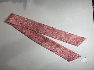 J Crew Women's 100% Silk Skinny Italian Scarf Pink Paisley - Picture 1 of 2