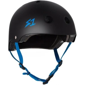 S1 S-ONE LIFER HELMET BLACK MATTE / CYAN STRAPS SKATE SKATEBOARD HELMET AUST BIC - Bild 1 von 4