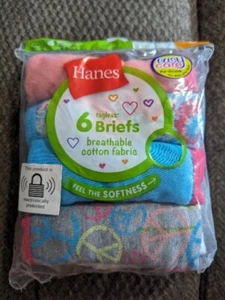 NEW Hanes 6 Pairs Girls Soft Cotton No Ride Up Low Rise Panties Colorful Size 8 - Picture 1 of 6