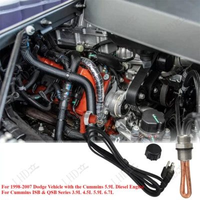 Комплект обогревателя блока двигателя подходит для Dodge Ram 2500 3500 5,9 л 6,7 л Cummins Diesel- - Изображение 1 из 4