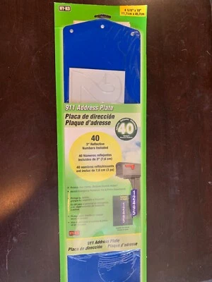 PLACA DE DIRECCIÓN 911 4-5/8" x 18" números reflectantes incluidos (3" x40) Hy-Ko ¡NUEVO! Foto 1 de 4