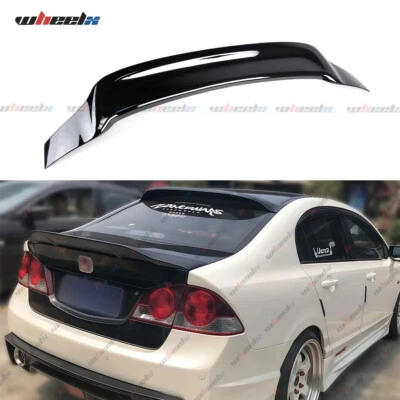 FOR 2006-11 HONDA CIVIC 8TH GEN SEDAN GLOSS BLACK R STYLE HIGHKICK TRUNK SPOILER Foto 1 de 4