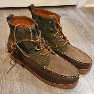 Polo Ralph Lauren POLO Country Ranger Camo Green Buckle Suede Boots Mens 13 - Picture 1 of 5