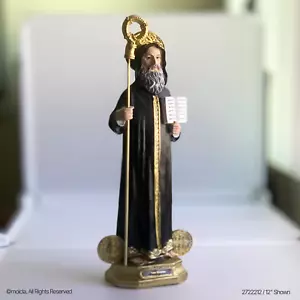 Estatua de resina de San Benito - Estatuilla católica de 12". Figura Católica San Benito - Imagen 1 de 5