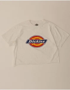 DICKIES Womens Oversized Crop Graphic T-Shirt Top UK 10 Small White AB09 - Picture 1 of 4