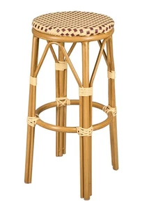 Beige and Maroon 30" Full Height No Back Bistro Barstool by Chivari - Picture 1 of 5