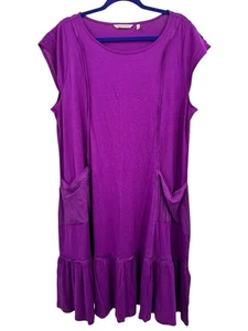 Soft Surroundings Kleid 1X Midi Lila Rüschen Swing Strick Kurzarm Relaxed - Bild 1 von 9