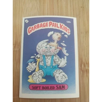 Topps UK Garbage Pail Kids 1986 Series 2 OS2 Sticker card Soft Boiled Sam 58b - Image 1 of 2