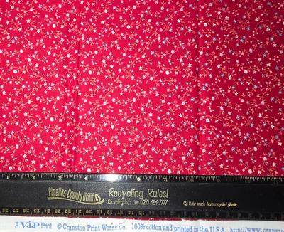 Tinny Floral Red Cotton Craft Sewing Fabric 22 inches NEW Vintage - Image 1 of 2