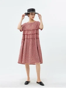 Buykud Cotton Tiered Red Gingham Dress Size 18 Uk NEW rrp £52 - Picture 1 of 14
